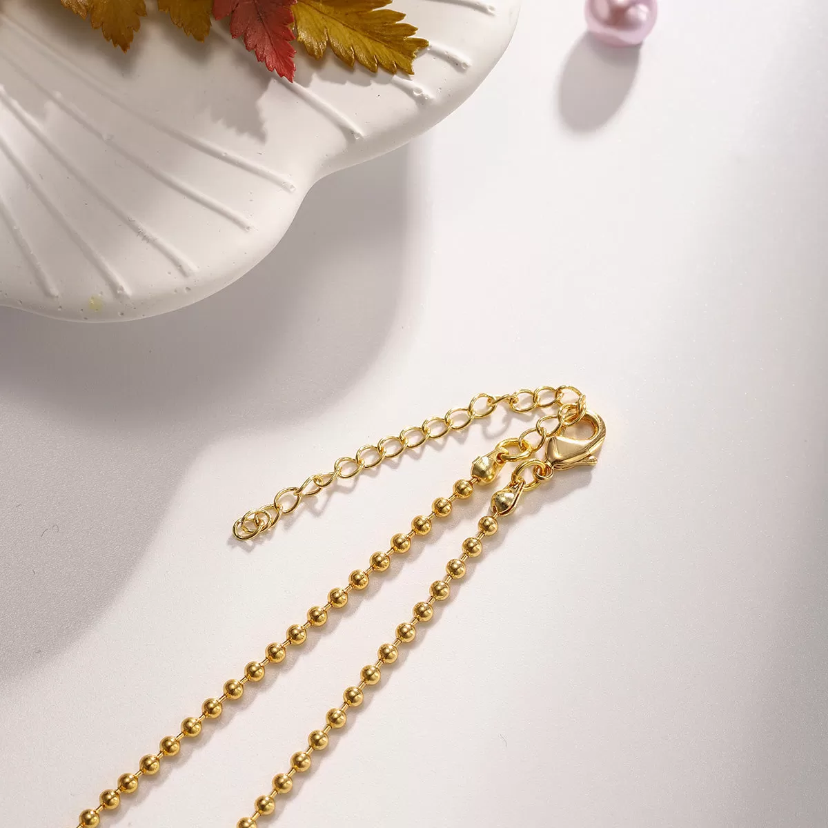 Simple Gold Little Ball Link Necklace