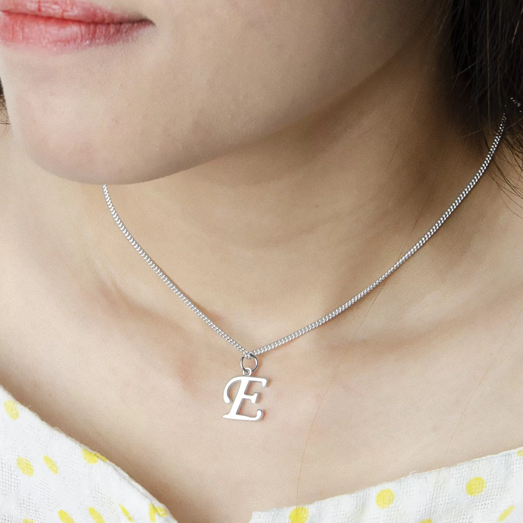 Simple Initial Sterling Silver Pendants, 26 Alphabets