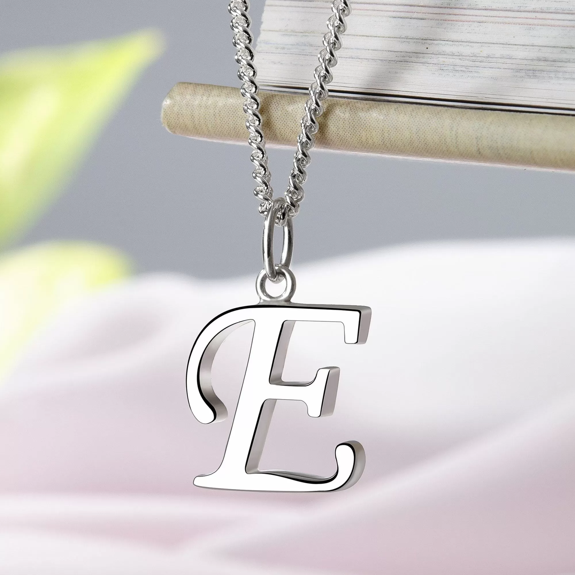 Simple Initial Sterling Silver Pendants, 26 Alphabets