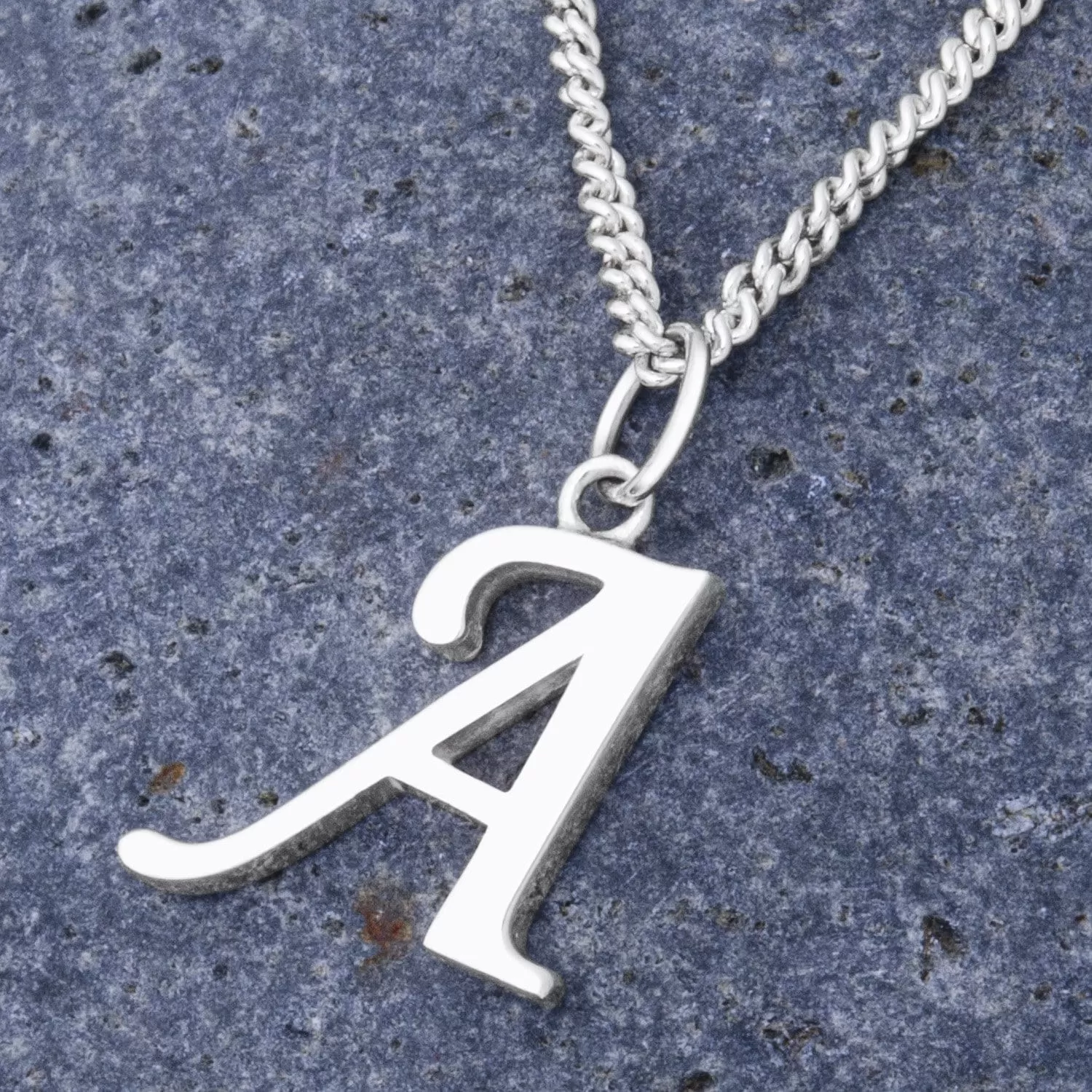 Simple Initial Sterling Silver Pendants, 26 Alphabets