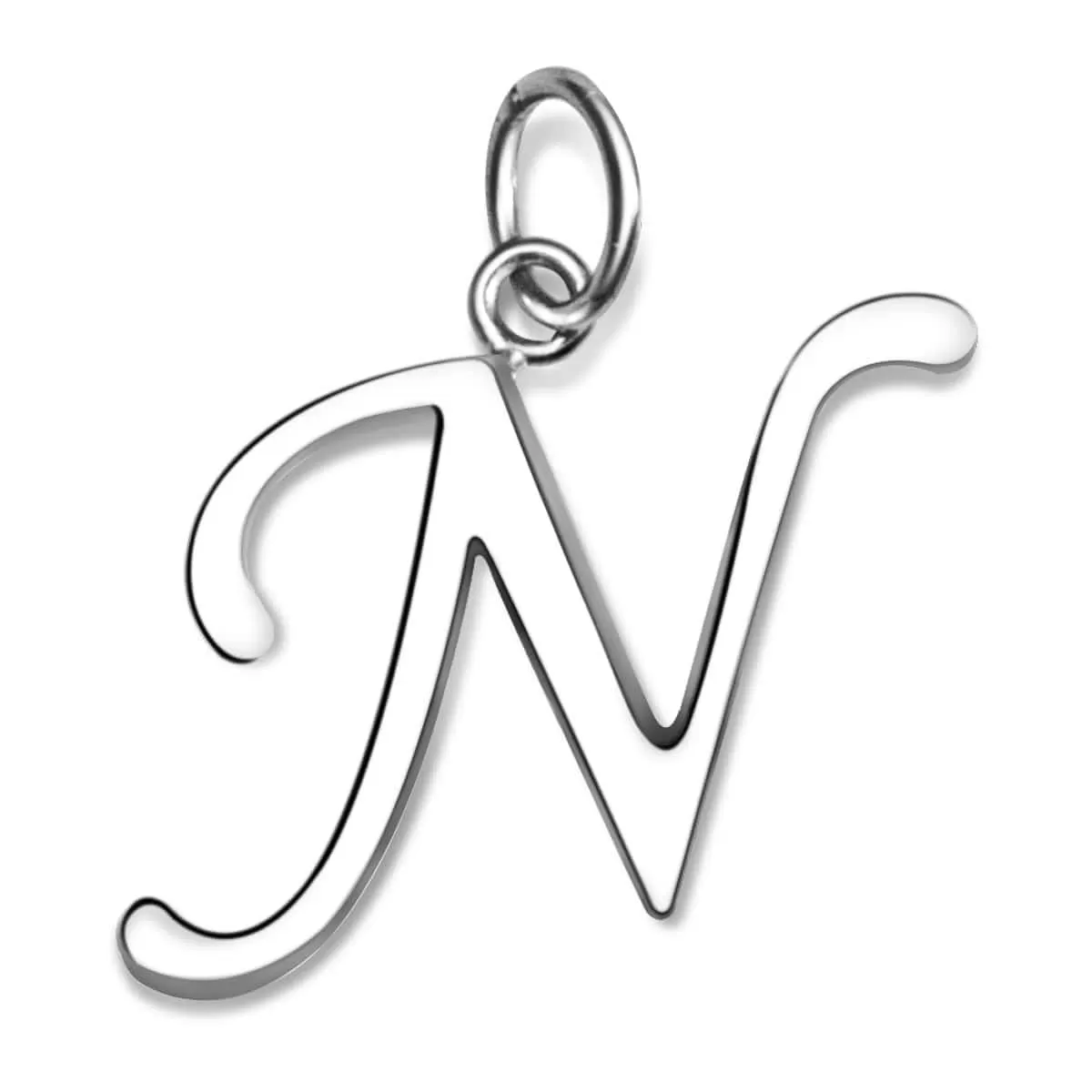 Simple Initial Sterling Silver Pendants, 26 Alphabets