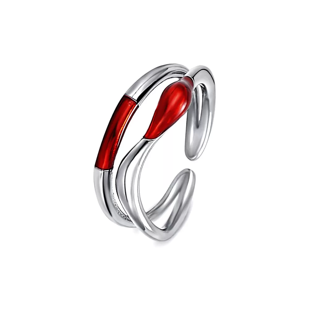 Simple Sterling Silver Line Sense Drip Glaze Finger Plain Ring