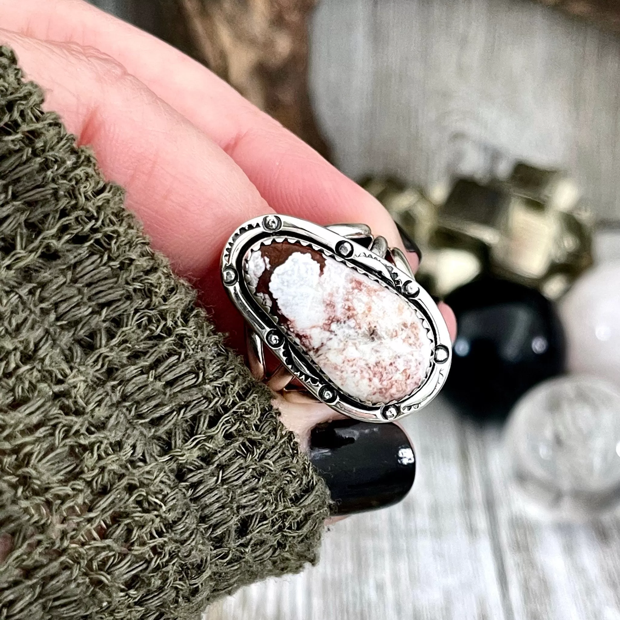 Size 8 Stunning Wild Horse Jasper Statement Ring Set in Sterling Silver Size 8 / Curated by FOXLARK Collection