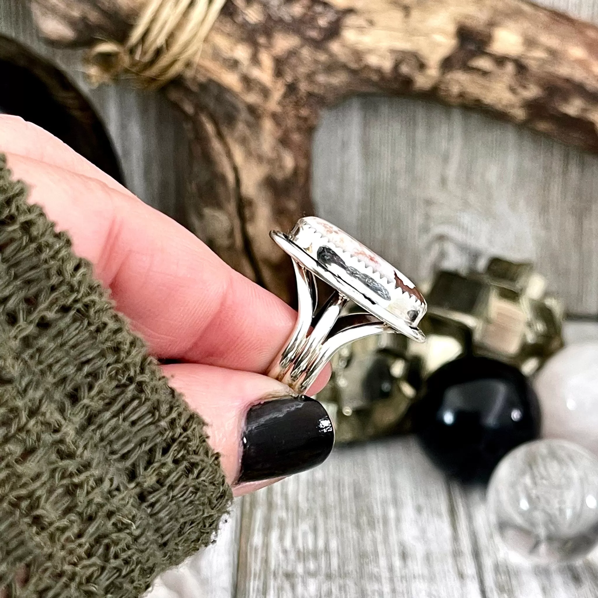 Size 8 Stunning Wild Horse Jasper Statement Ring Set in Sterling Silver Size 8 / Curated by FOXLARK Collection