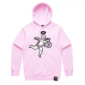 Ski Mask Angel Chenille Patch Hoodie Pink