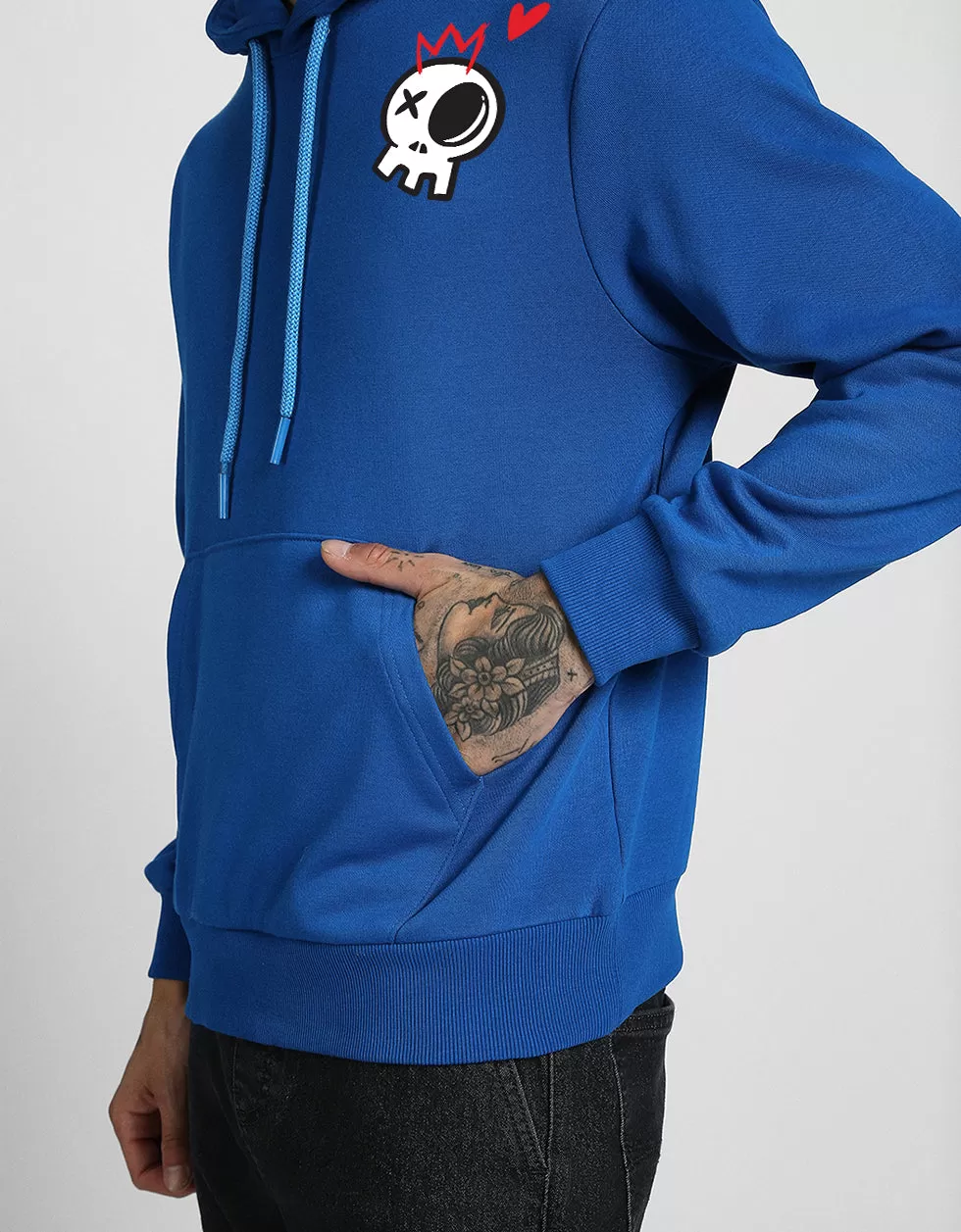 Skull Dark Blue Back Graphic Printed Hoodie