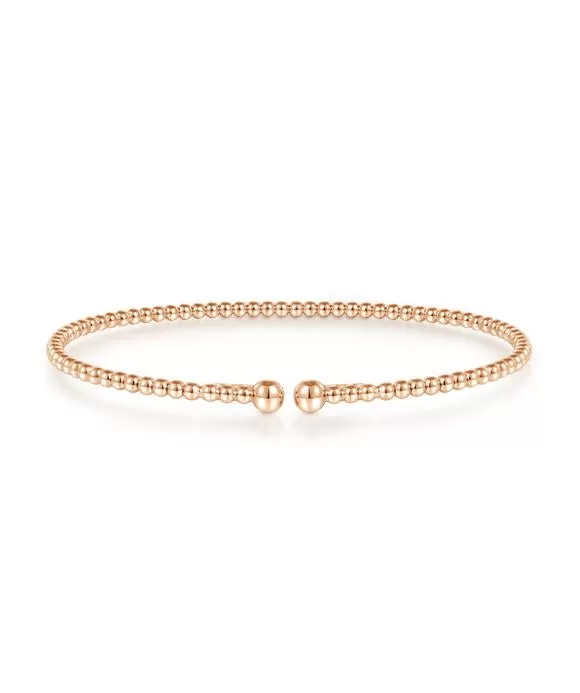 Split 14K Rose Gold Beaded Bujukan Bangle