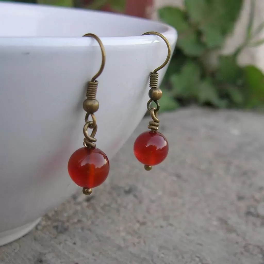 Stability, Genuine Carnelian Gemstone Earrings