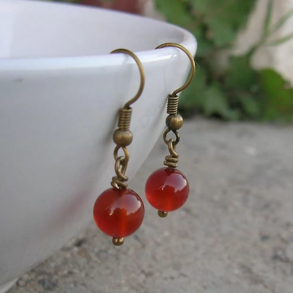 Stability, Genuine Carnelian Gemstone Earrings