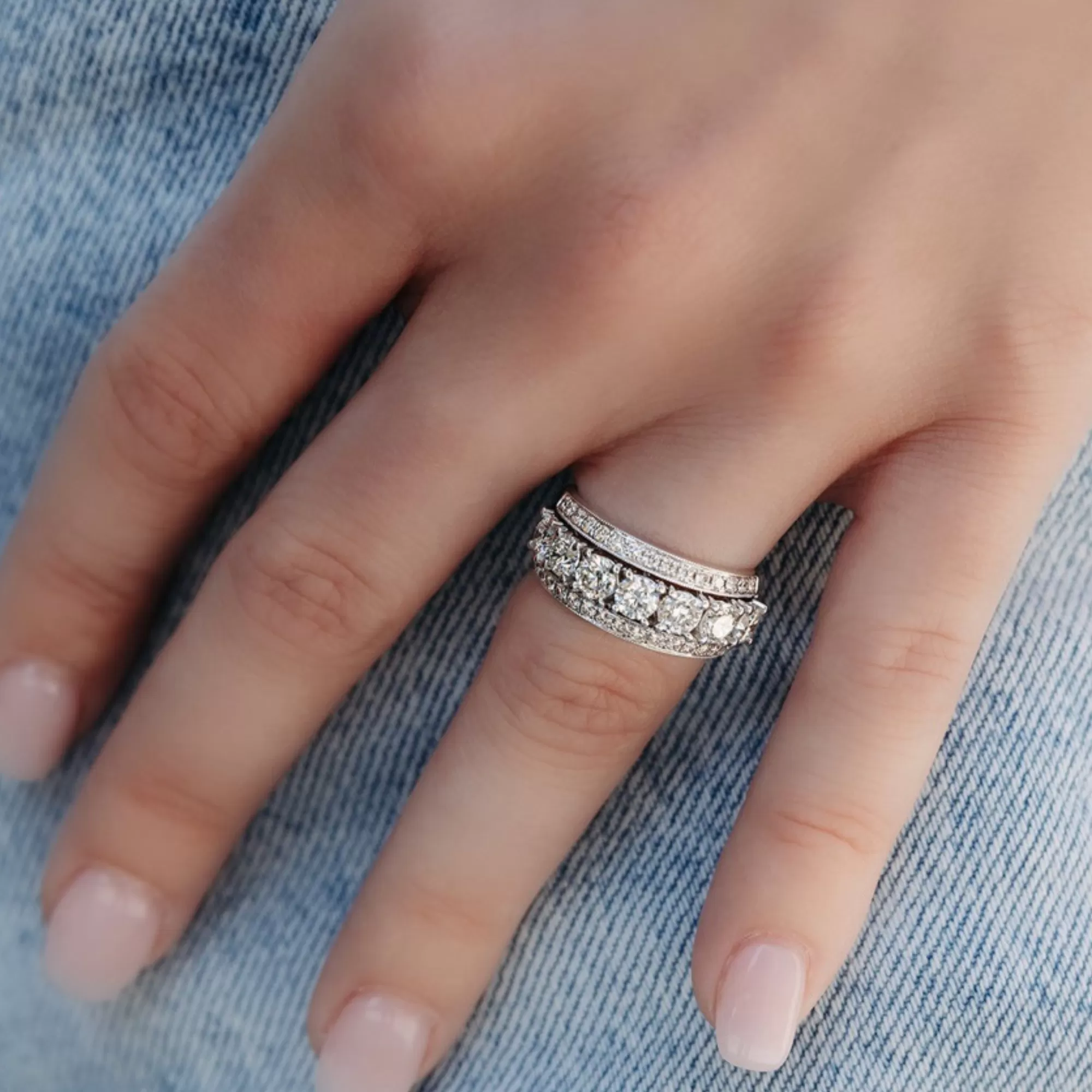 Stacked 3 in 1 Diamond Ring