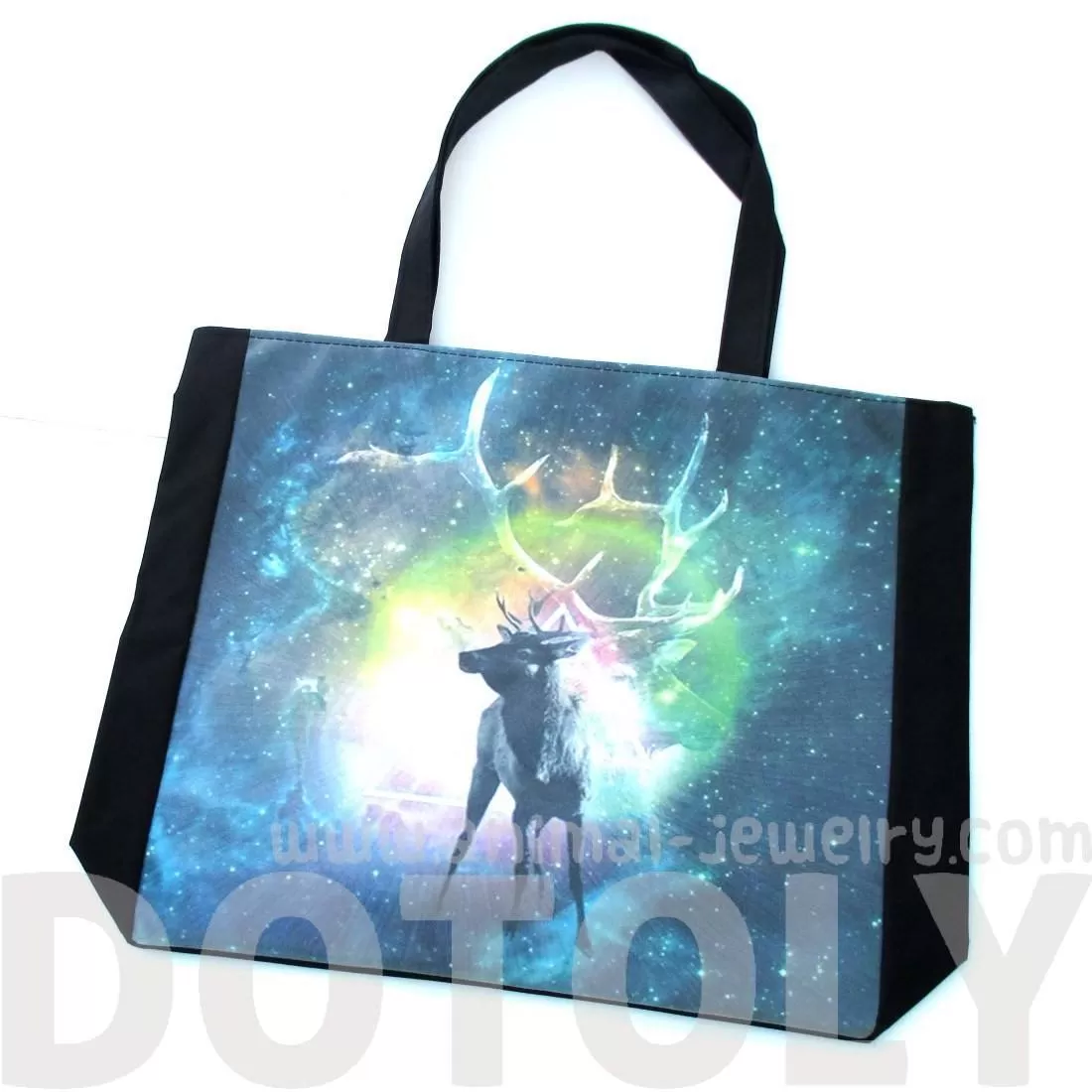 Stag Deer Patronus Universe Starry Night Print Rectangular Shopper Tote Shoulder Bag | DOTOLY