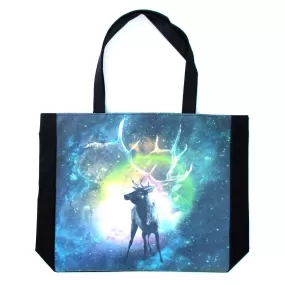 Stag Deer Patronus Universe Starry Night Print Rectangular Shopper Tote Shoulder Bag | DOTOLY