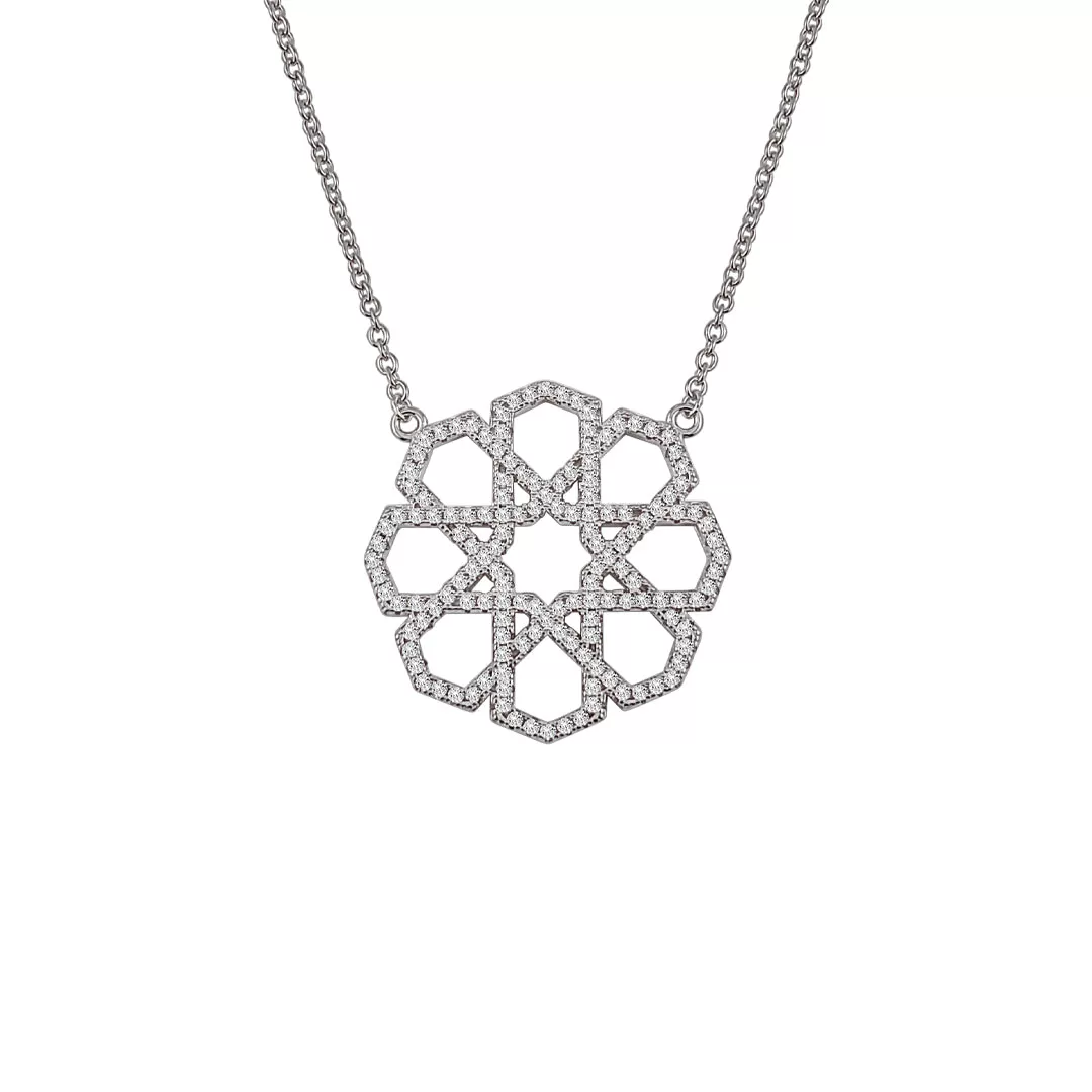 Sterling Silver Pave Marrakesh Style Necklace