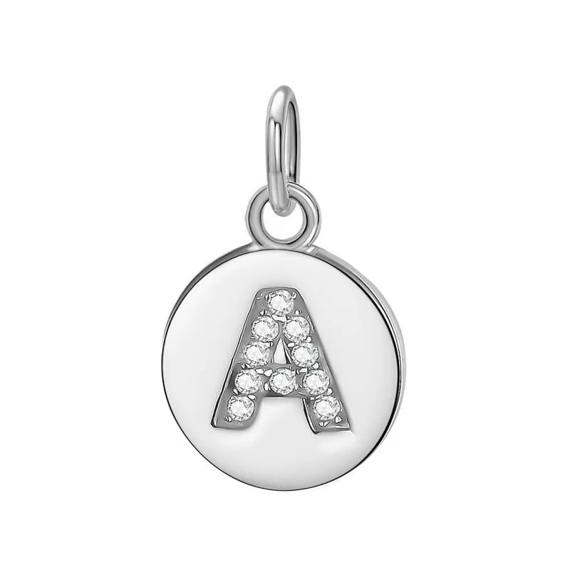 Sterling Silver Round 26 Letter Pendant