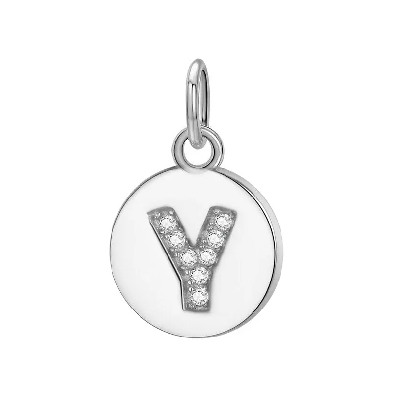 Sterling Silver Round 26 Letter Pendant