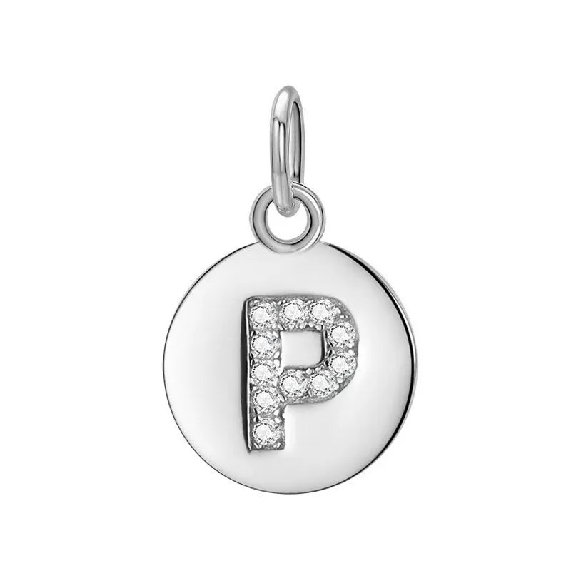 Sterling Silver Round 26 Letter Pendant