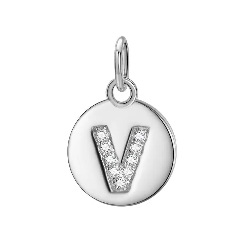 Sterling Silver Round 26 Letter Pendant