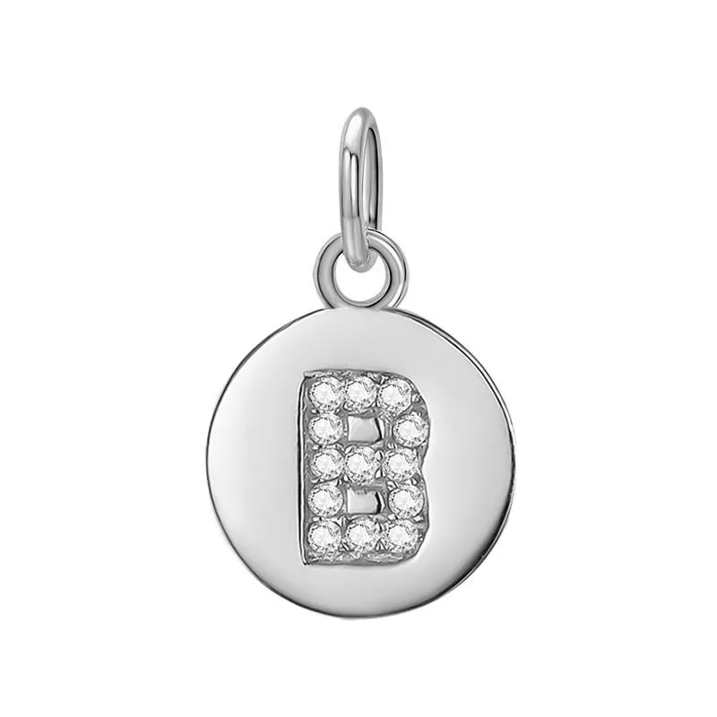 Sterling Silver Round 26 Letter Pendant