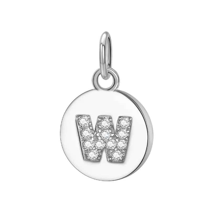 Sterling Silver Round 26 Letter Pendant