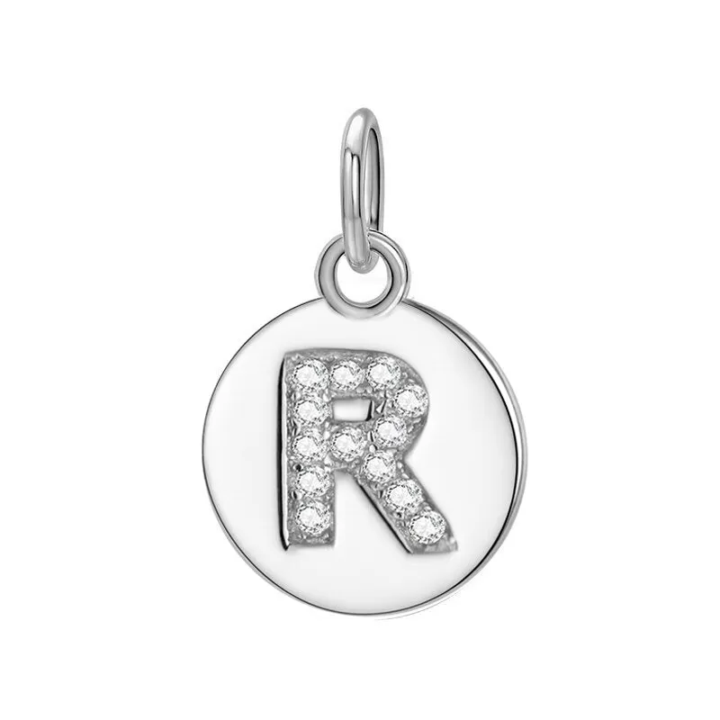 Sterling Silver Round 26 Letter Pendant