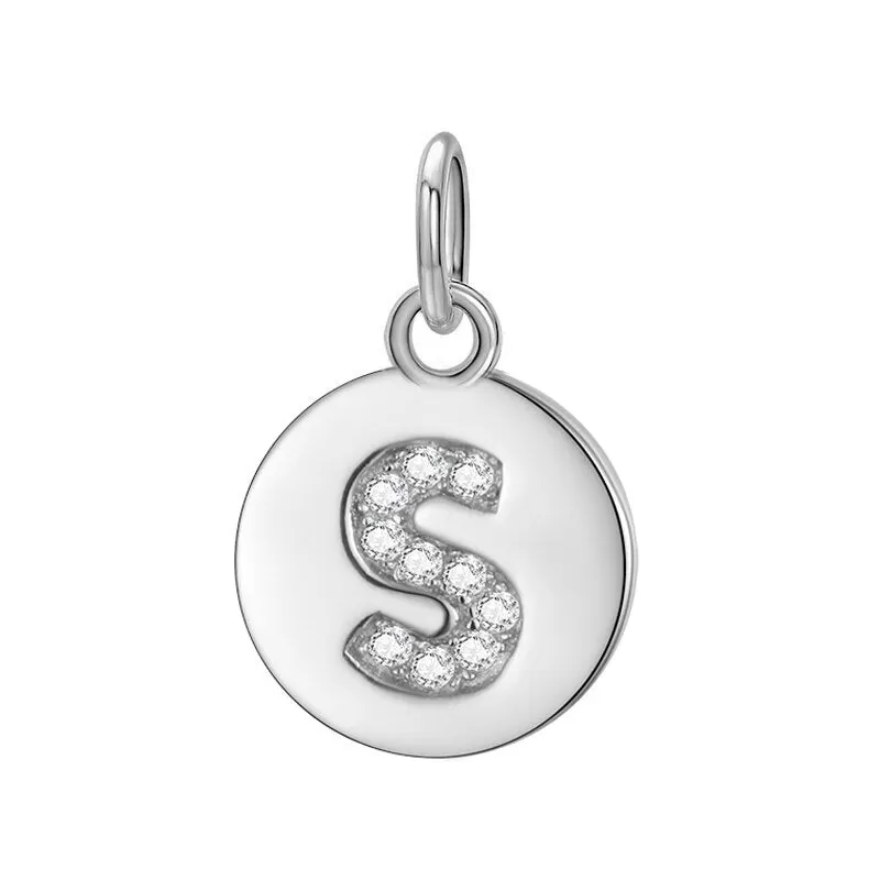 Sterling Silver Round 26 Letter Pendant