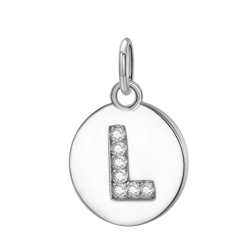 Sterling Silver Round 26 Letter Pendant