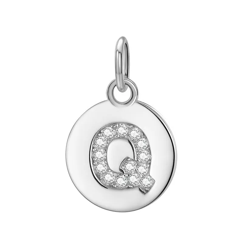 Sterling Silver Round 26 Letter Pendant