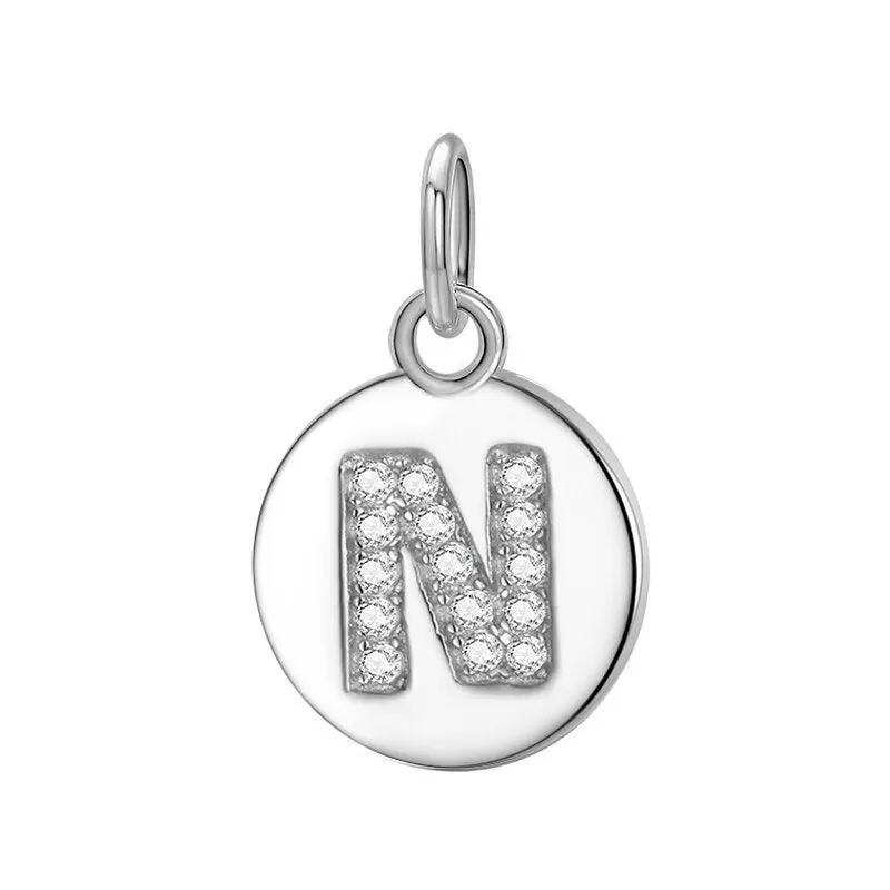 Sterling Silver Round 26 Letter Pendant