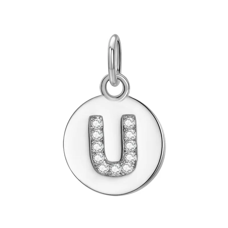 Sterling Silver Round 26 Letter Pendant