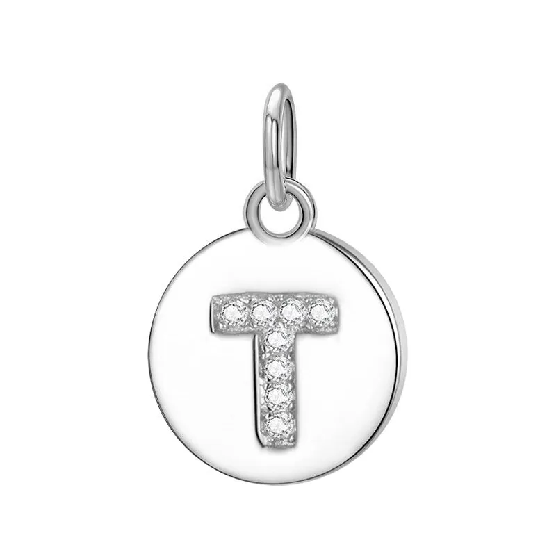 Sterling Silver Round 26 Letter Pendant