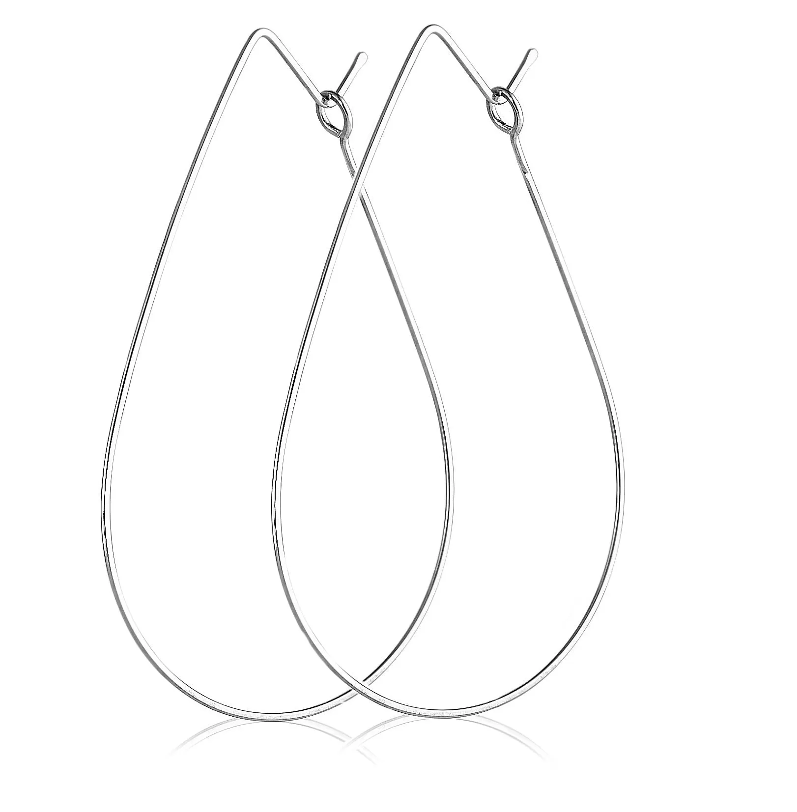 Sterling Silver Teardrop Hoops - Modern Hoop Earrings - Large Tear Drop Hammered Hoops - Geometric Jewelry - Teardrop Earrings / Fashion