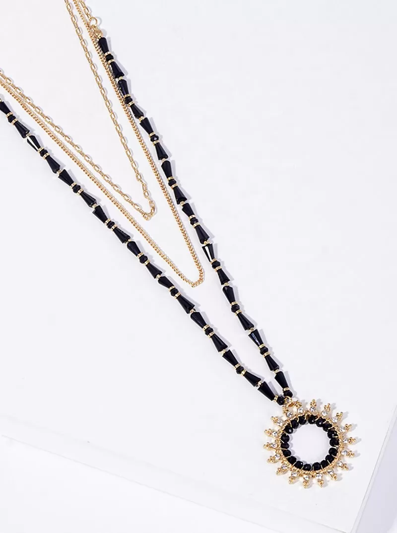 Sun Pendant Layered Necklace