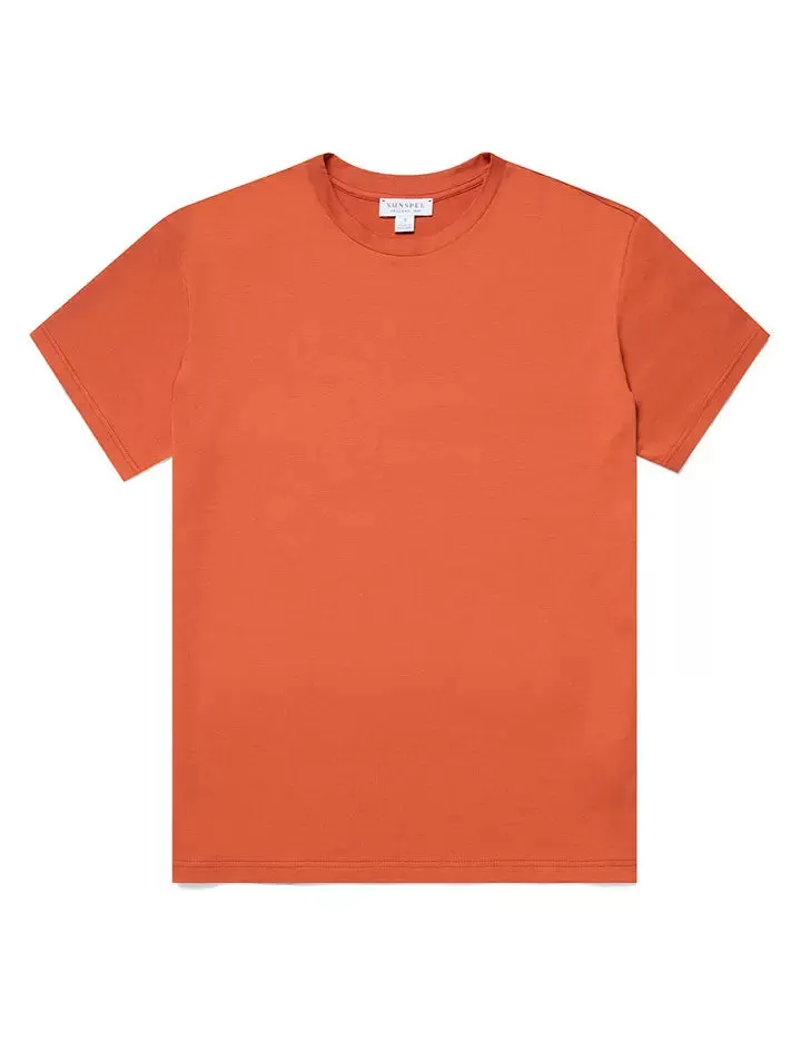 Sunspel Womens Boy-Fit Crew Neck T-Shirt Burnt Sienna