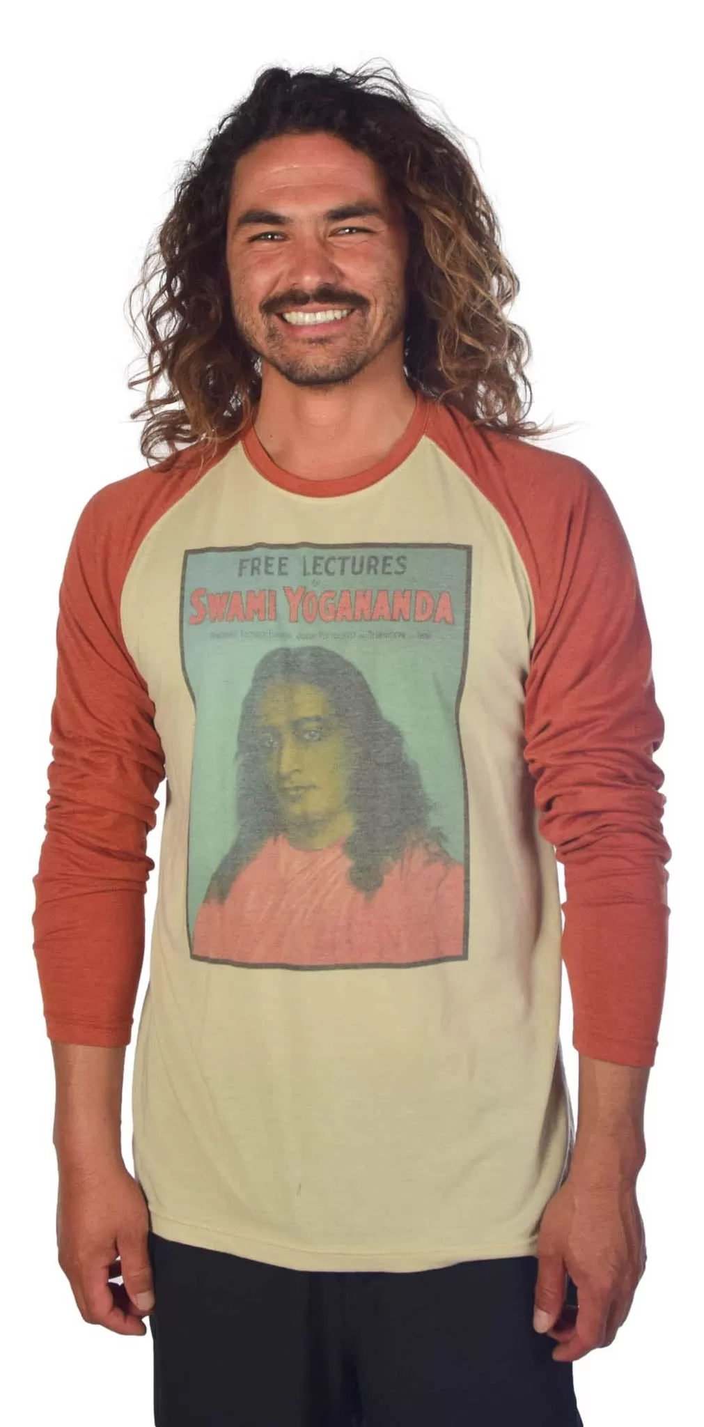 Swami Yogananda on Long-Sleeve Men's Raglan