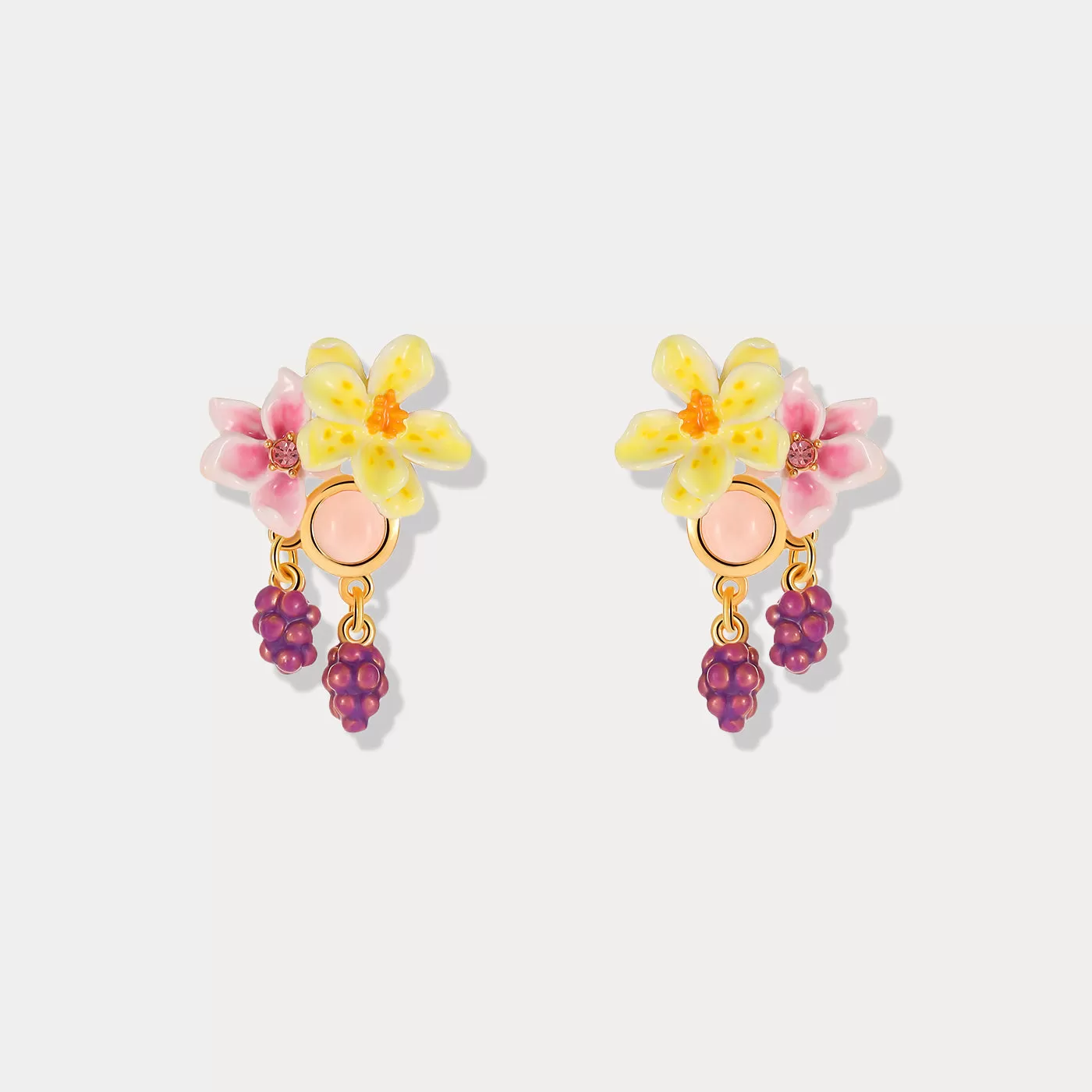 Sweet Grapes Flower Earrings