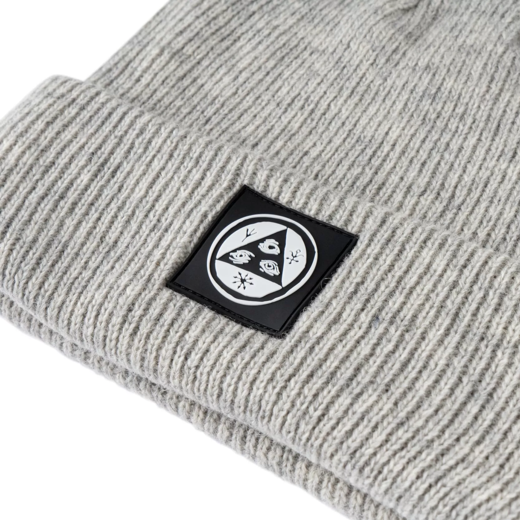 Talisman PVC Patch Merino Wool Beanie - Heather Grey