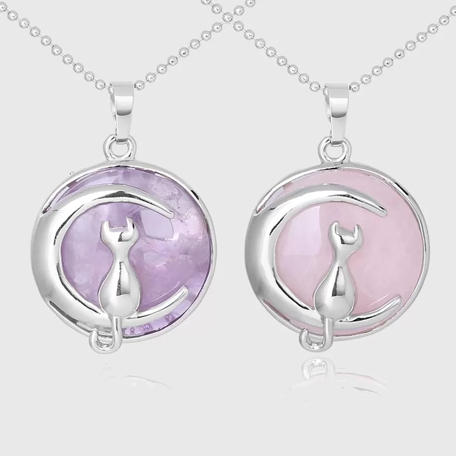 The Cat In The Moon Gemstone Necklace