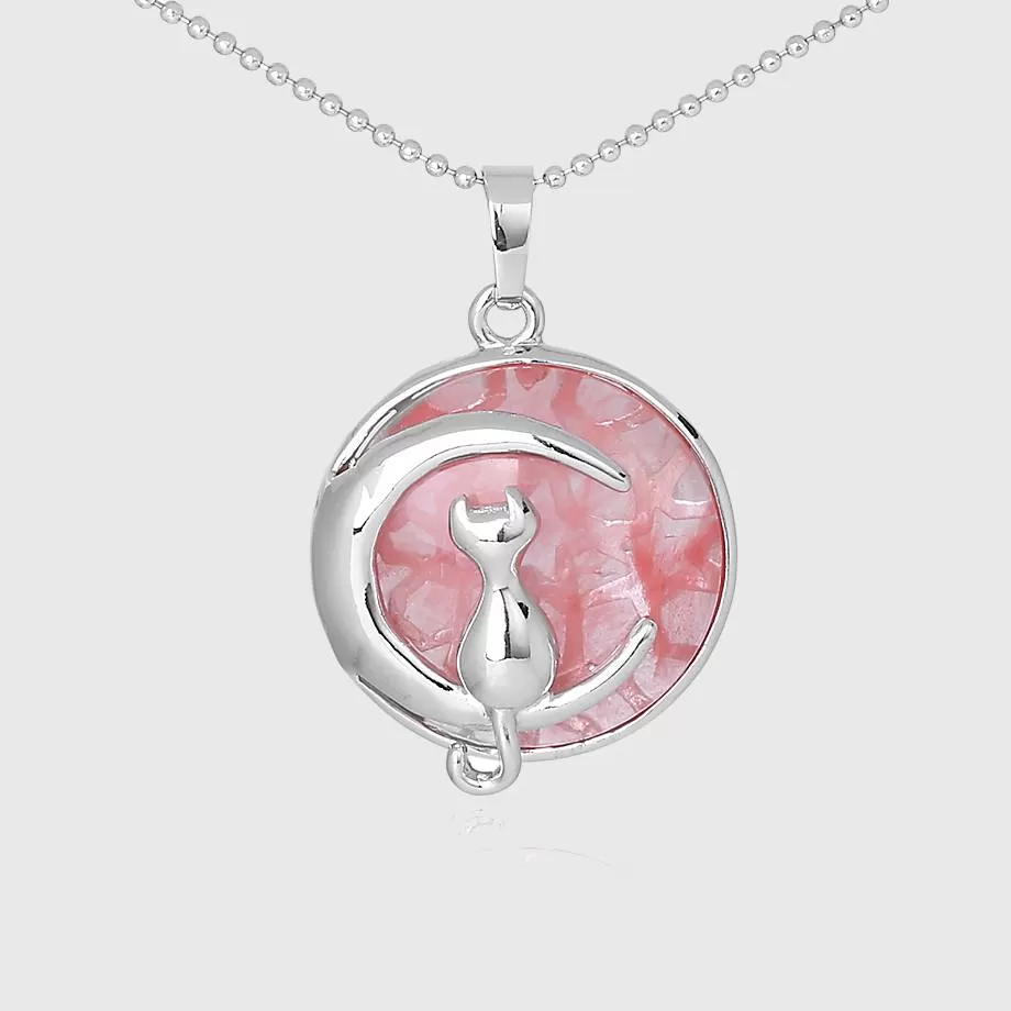 The Cat In The Moon Gemstone Necklace