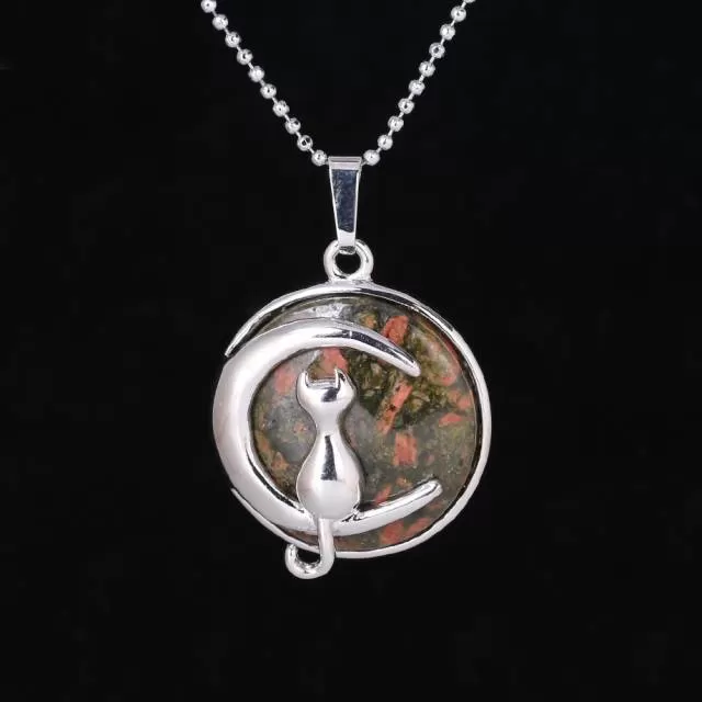 The Cat In The Moon Gemstone Necklace