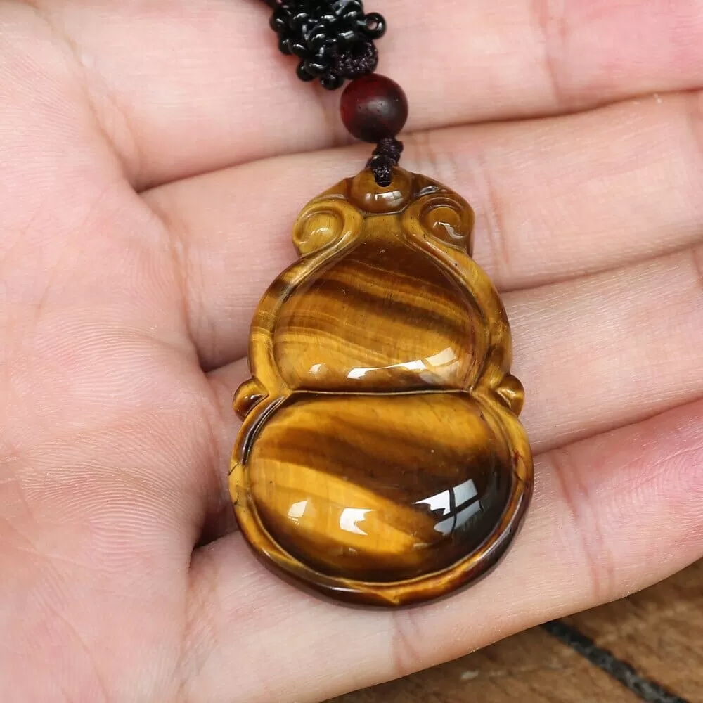 Tiger Eye Stone Carved Lucky Energy Necklace