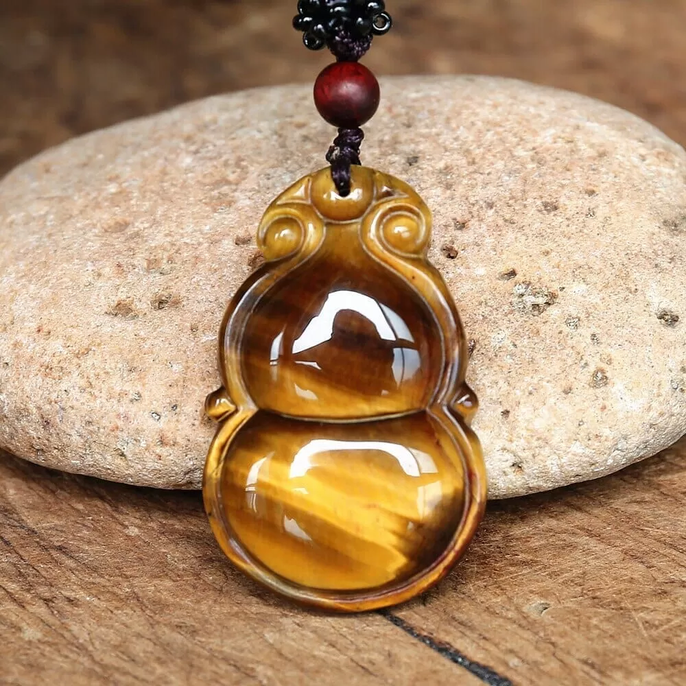 Tiger Eye Stone Carved Lucky Energy Necklace