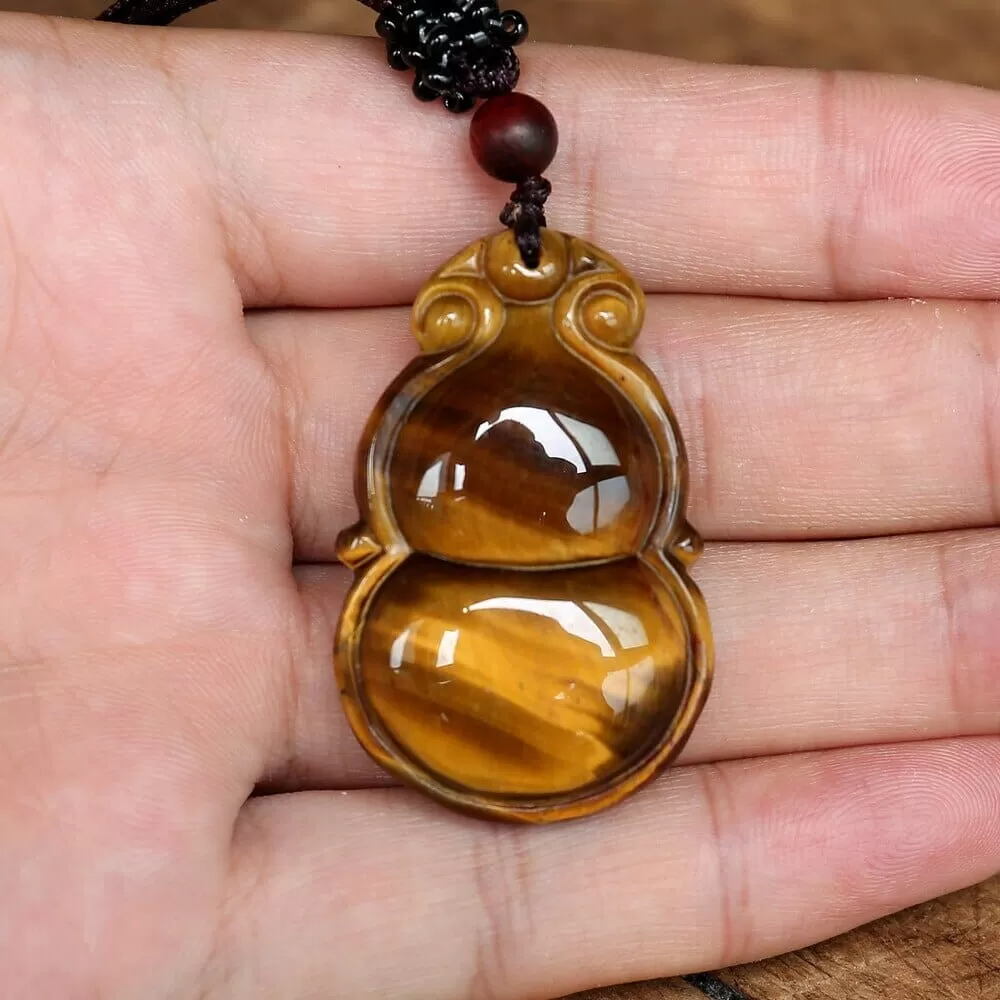 Tiger Eye Stone Carved Lucky Energy Necklace