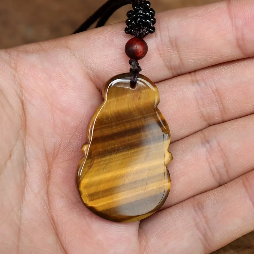 Tiger Eye Stone Carved Lucky Energy Necklace