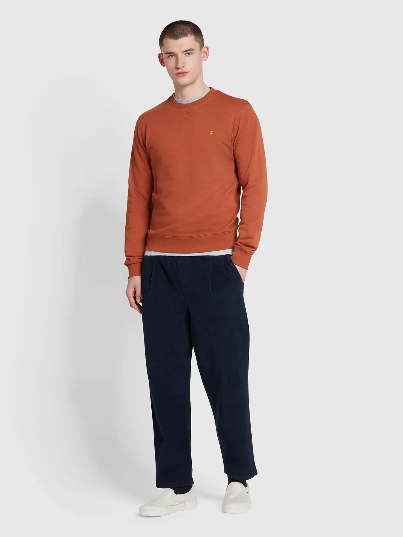 Tim Organic Cotton Crew Neck Sweatshirt In Teak