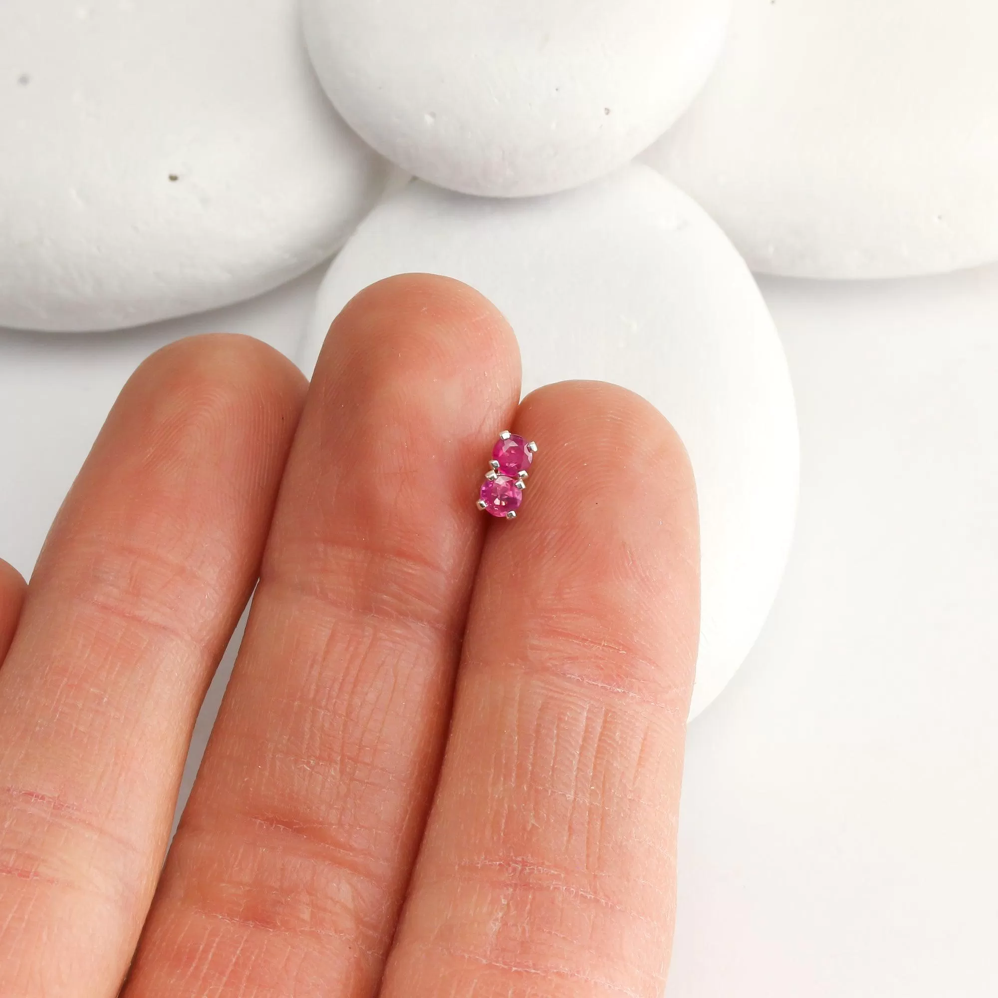 Tiny Ruby Stud Earrings