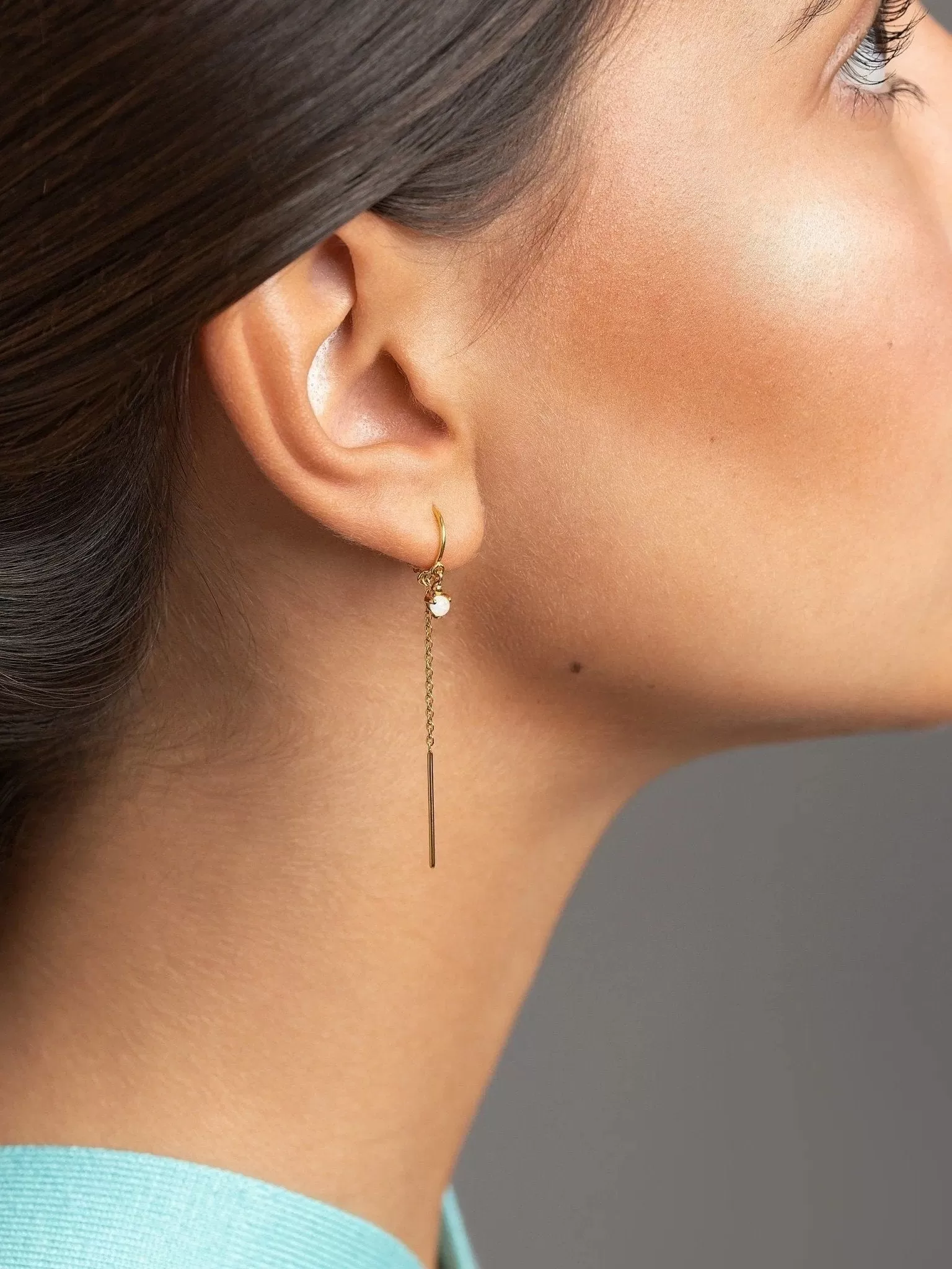 Ulfa Silver Droplet Chain Earrings