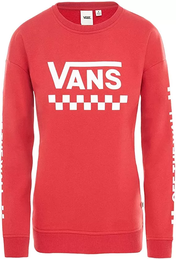 Vans crewneck sweatshirt with logo and decorations on the arm Too Much Fun Crew VA3PBFYFO red