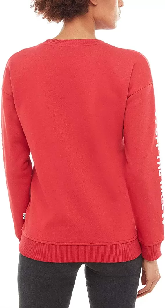 Vans crewneck sweatshirt with logo and decorations on the arm Too Much Fun Crew VA3PBFYFO red