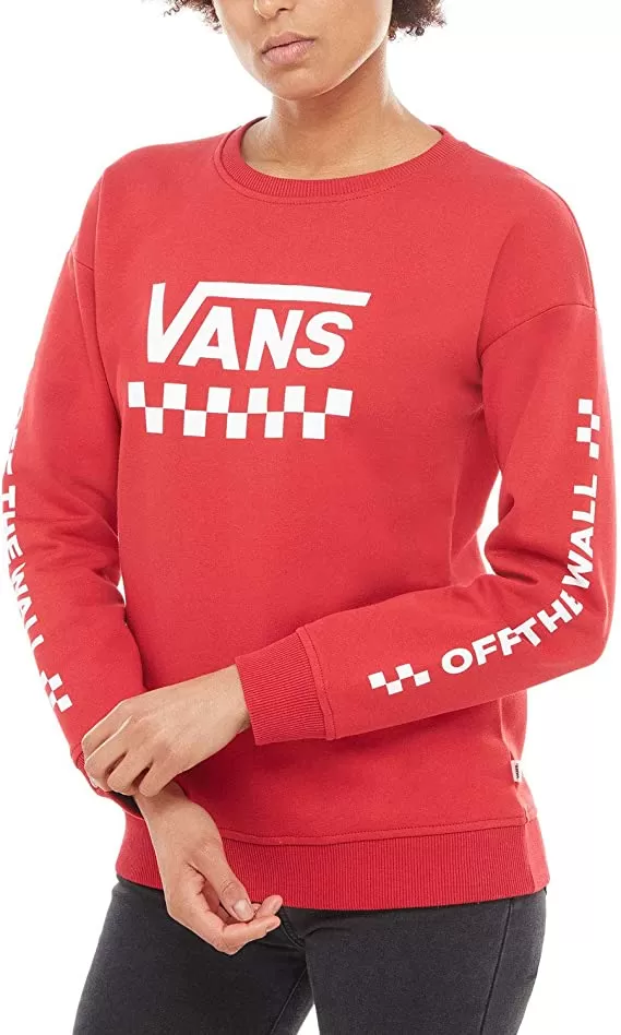 Vans crewneck sweatshirt with logo and decorations on the arm Too Much Fun Crew VA3PBFYFO red