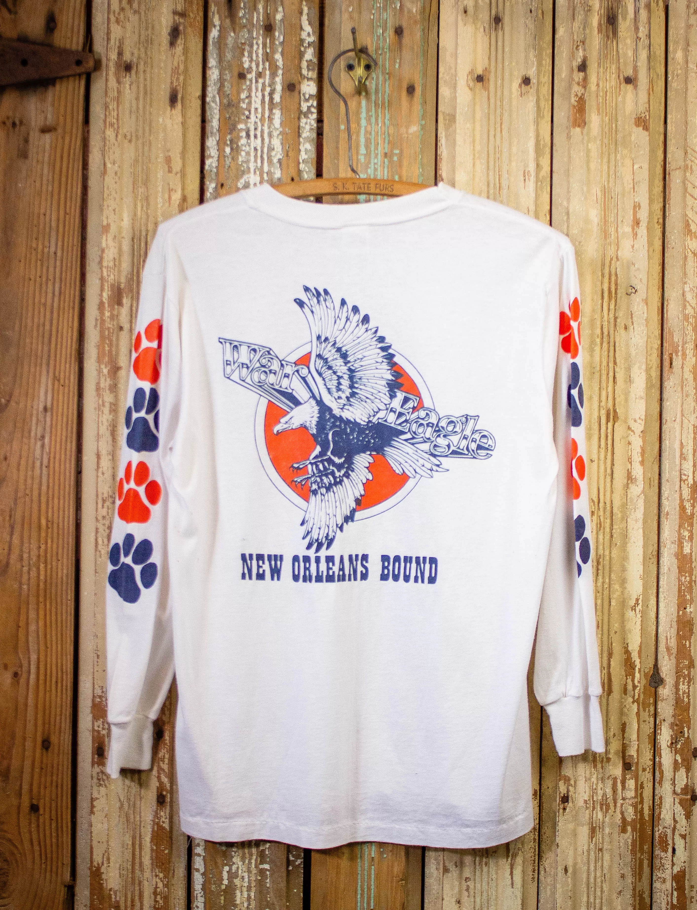 Vintage Auburn Tigers Long Sleeve Graphic 80s T Shirt White Medium